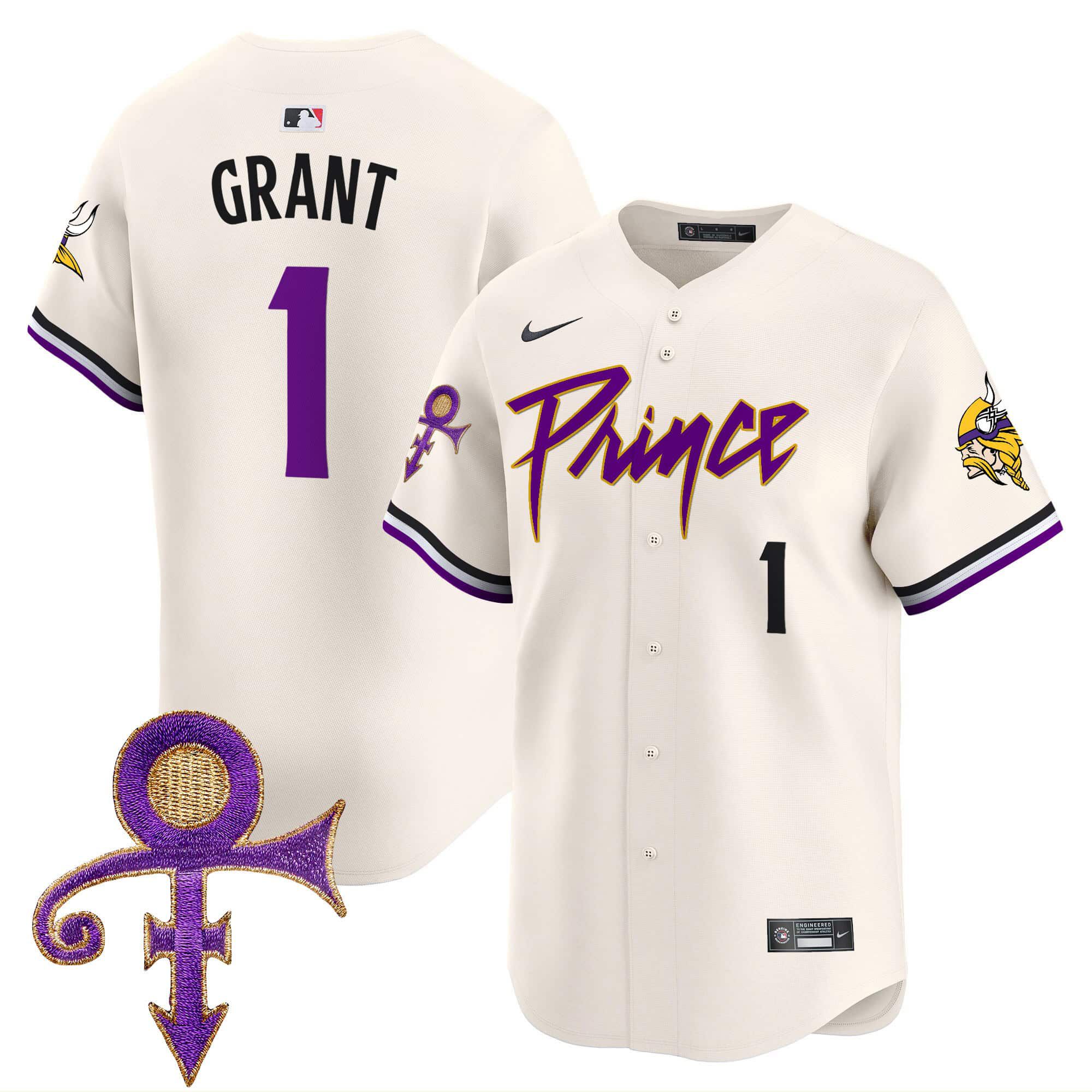 Men Minnesota Vikings #1 Grant Cream 2024 Nike Prince Patch Vapor Premier Limited NFL Jersey->indianapolis colts->NFL Jersey